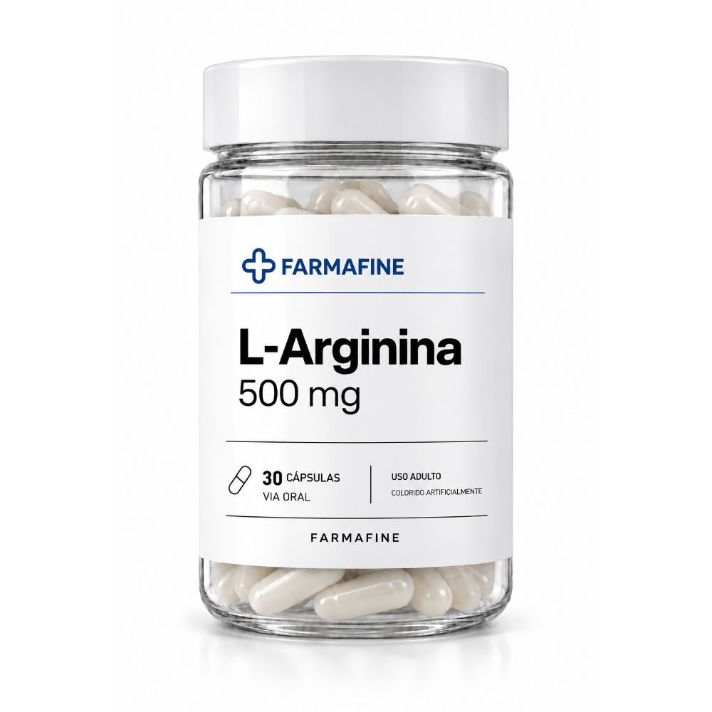 L-Arginina Concentrada 500mg Laboratório Farmafine Com 30 Cápsulas