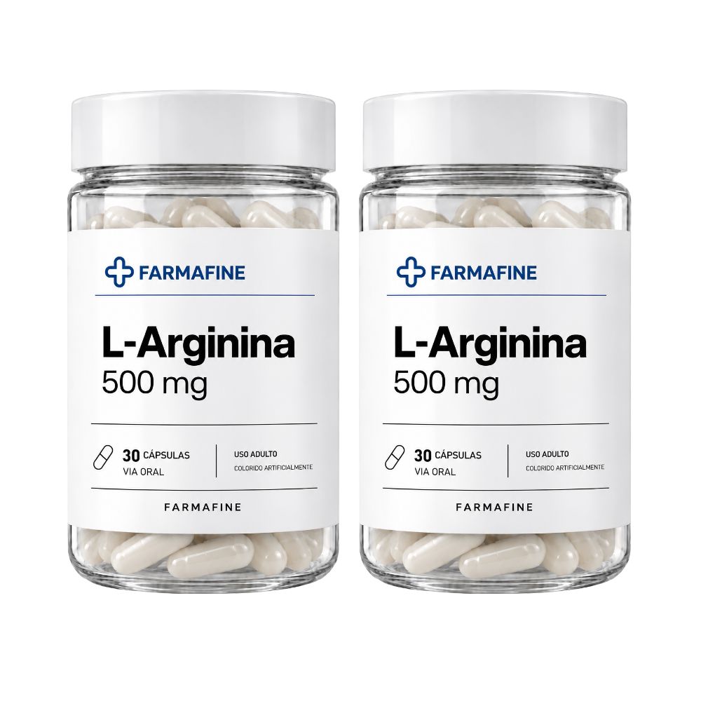 L-Arginina Concentrada 500mg Laboratório Farmafine Com 30 Cápsulas