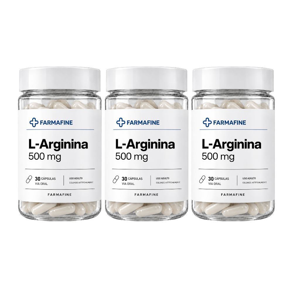 L-Arginina Concentrada 500mg Laboratório Farmafine Com 30 Cápsulas