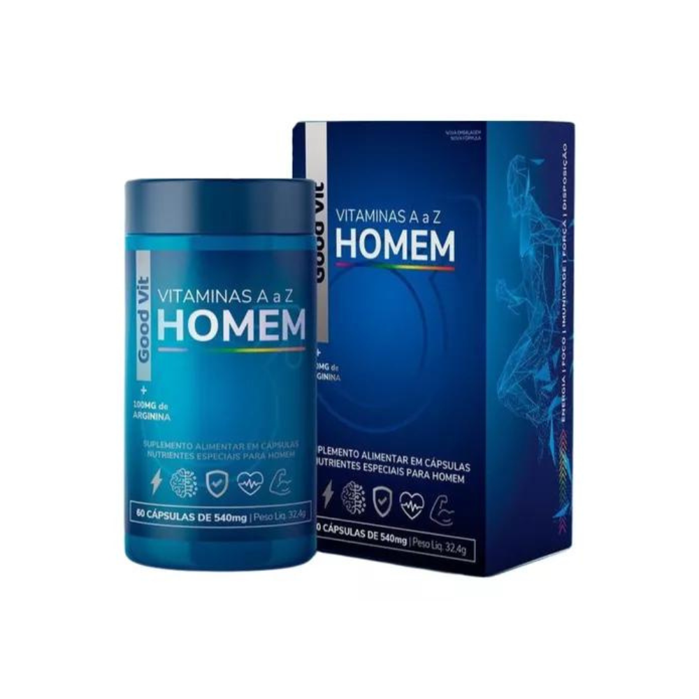Vitamina Homem 60 Cápsulas - Arginina Mais Energia - farmafine.com.br
