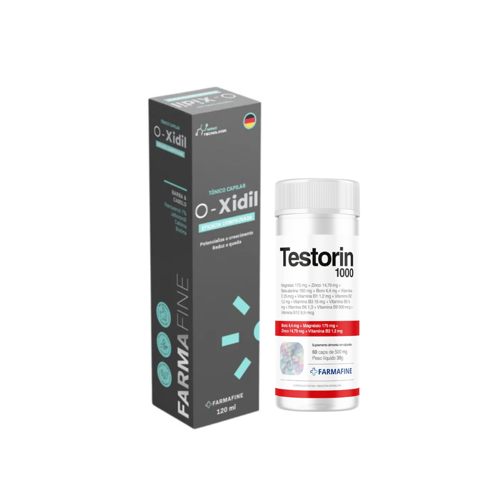 Kit O-Xidil Nano Tecnologia Capilar 120ml + Testorin1000 Com 60 Cápsul ...