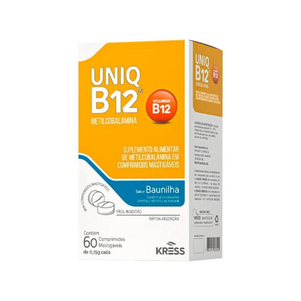 Uniq B12 Cianocabolamina 60 Comprimidos mastigáveis