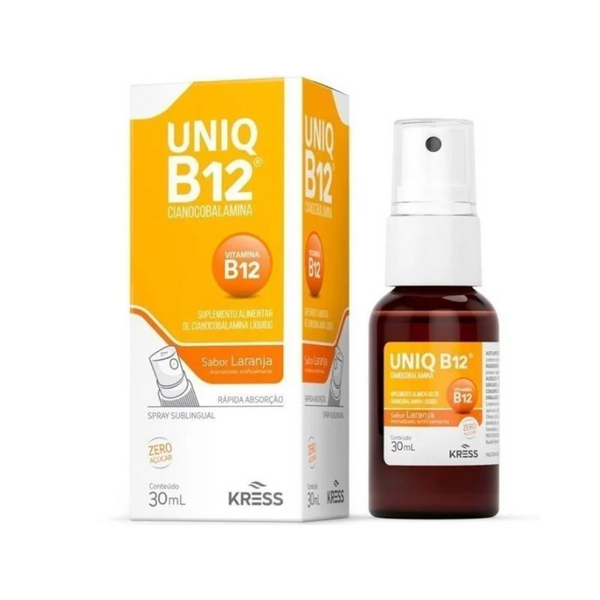 Uniq B12 Cianocabolamina Spray Sublingual 30ml Laranja Sem Açucar