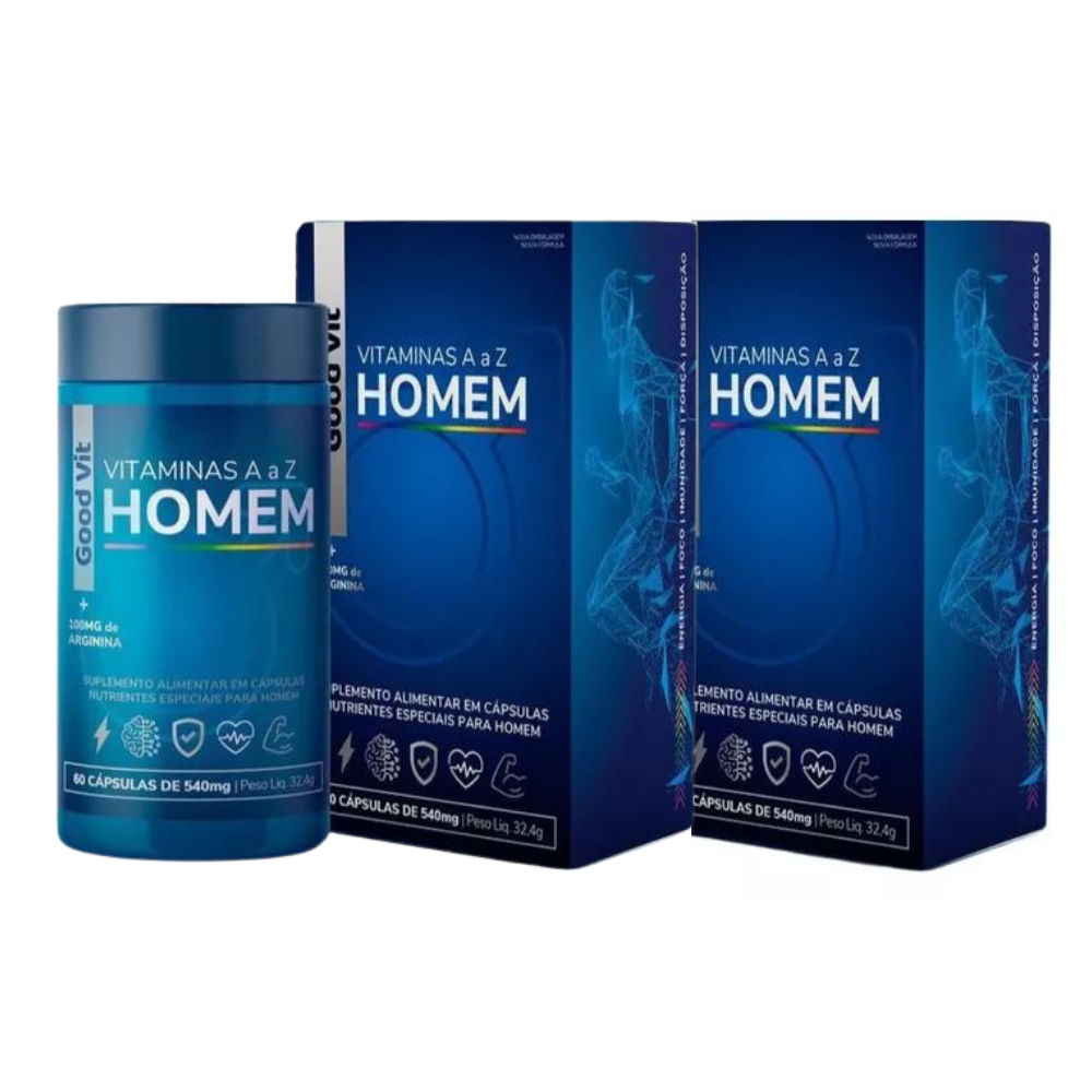 Vitamina Homem 60 Cápsulas - Arginina Mais Energia - farmafine.com.br