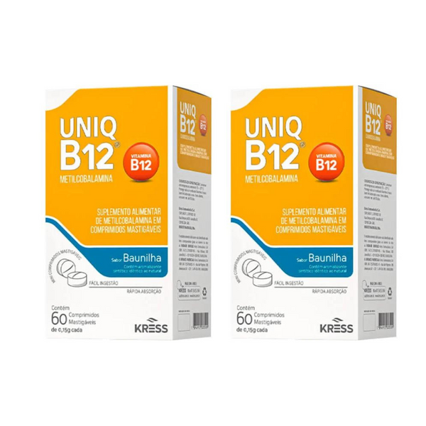 Vitamina Uniq B12 Cianocabolamina 60 Comprimidos mastigáveis