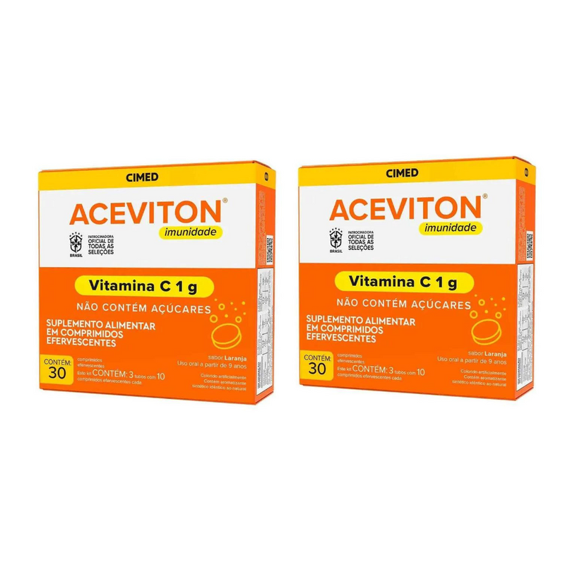 Vitamina C 1G Aceviton Zinco 30 Comprimidos Efervescentes