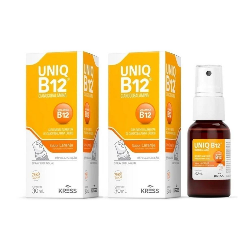 Uniq B12 Cianocabolamina Spray Sublingual 30ml Laranja Sem Açucar