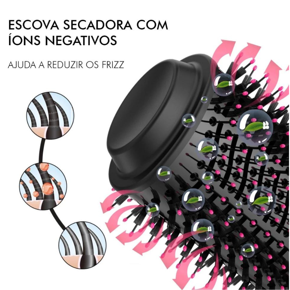 Escova Secadora Elétrica Pro: Seca, Alisa e Modela