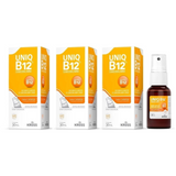Kit 3 Uniq B12 Cianocobalamina Spray Sublingual 30ml Laranja