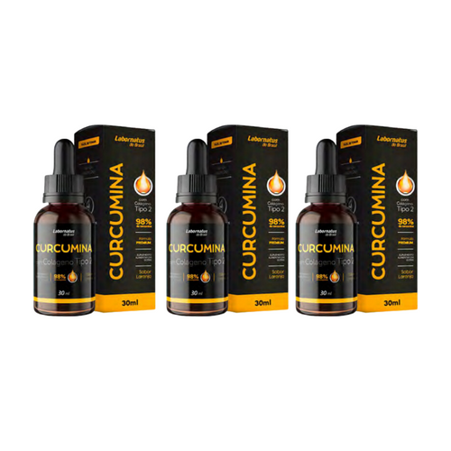 3 Frascos Curcumina Com Colágeno Tipo 2 - Gotas - farmafine.com.br