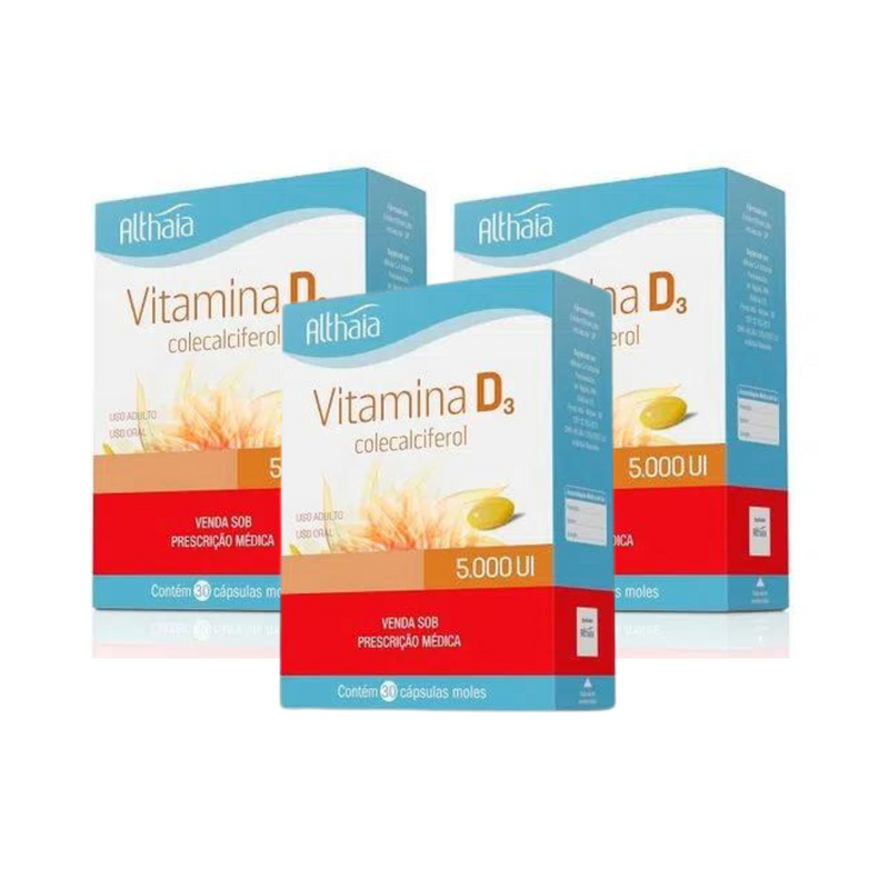 Kit 3 Vitamina D Althaia 5.000ui 30 Cápsulas - farmafine.com.br