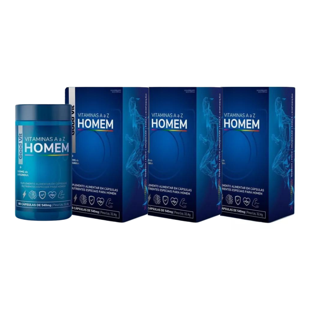 Vitamina Homem 60 Cápsulas - Arginina Mais Energia - farmafine.com.br