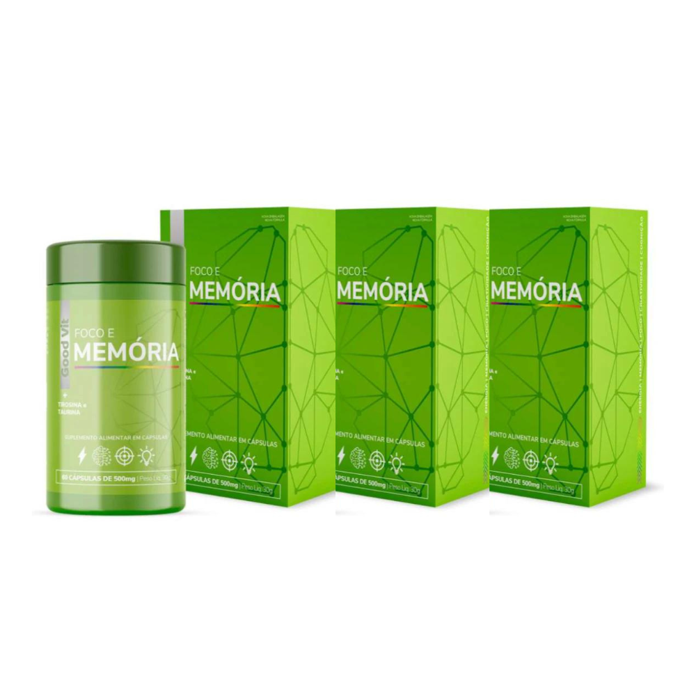 Foco E Memória 500mg 60 Cápsulas - farmafine.com.br