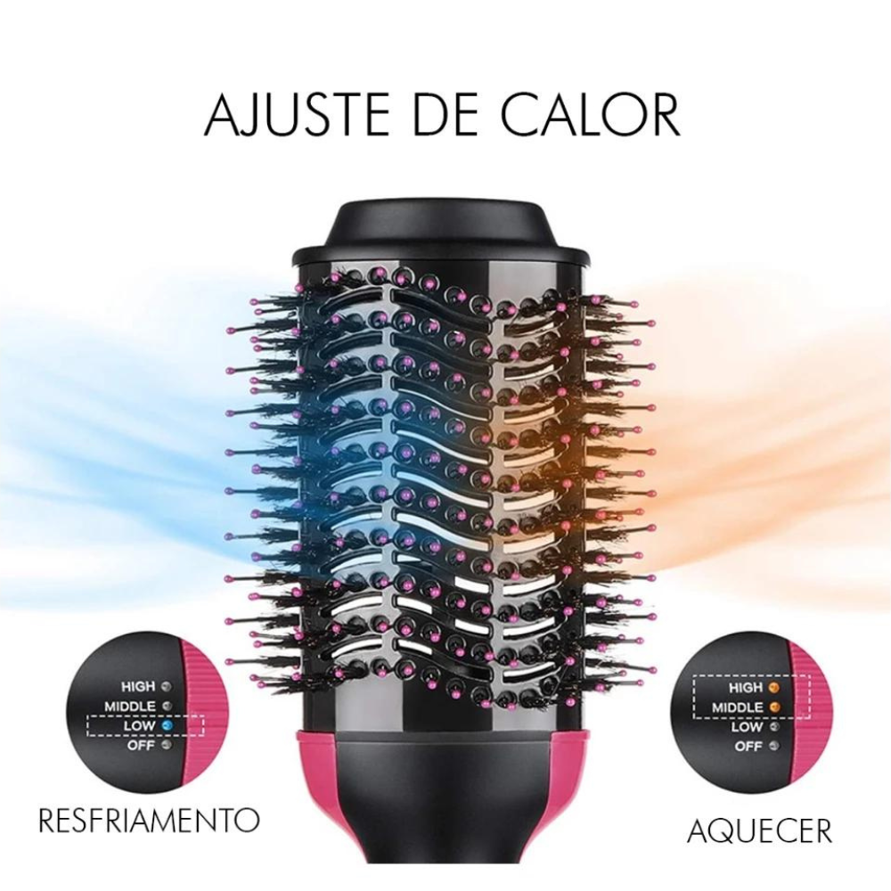 Escova Secadora Elétrica Pro: Seca, Alisa e Modela