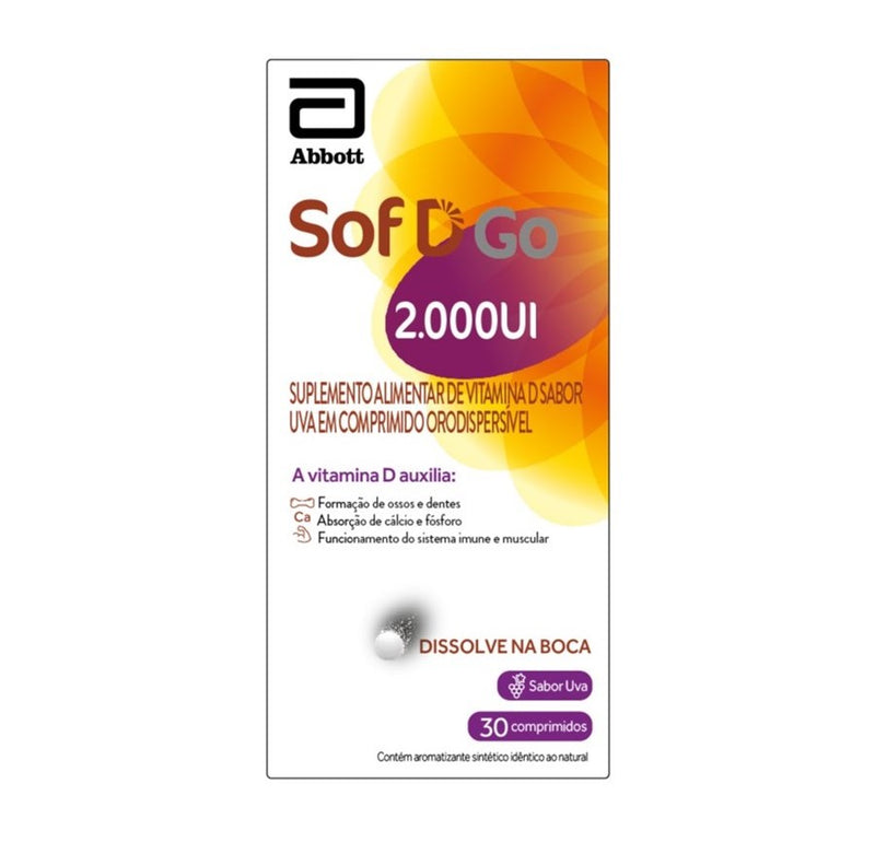 Vitamina D Sof D Go 2.000ui 30 Comprimidos Orodispersíveis - farmafine.com.br
