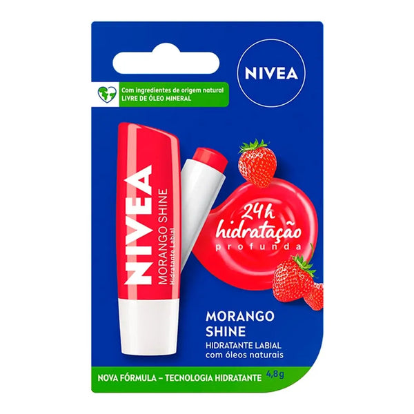 Hidratante Labial Nivea Shine Morango Hidratação Prolongada 4,8g