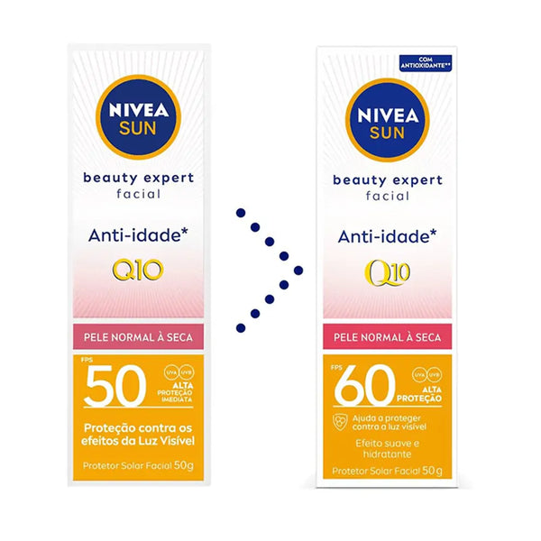 Protetor Solar Facial Nivea Sun Beauty Expert FPS60 Pele Normal a Seca 50g