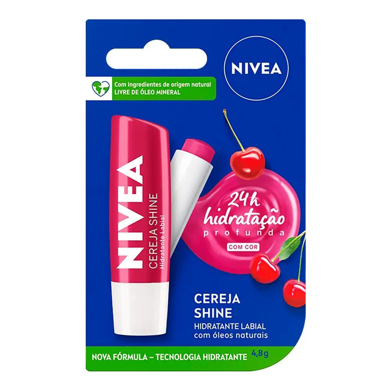 Hidratante Labial Nivea Cereja Shine Hidratação Profunda 4,8g