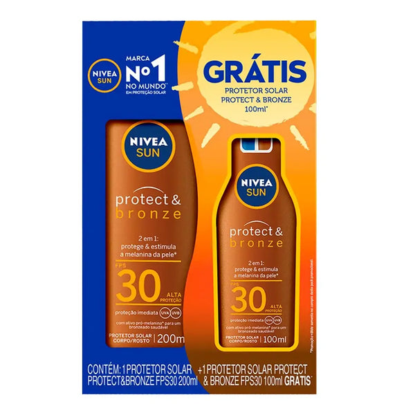 Kit Protetor Solar Nivea Protect & Bronze FPS30 200ml + 100ml