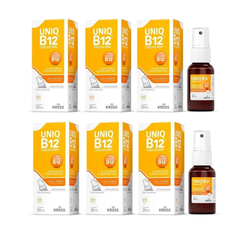 Uniq B12 Cianocabolamina Spray Sublingual 30ml Laranja Sem Açucar