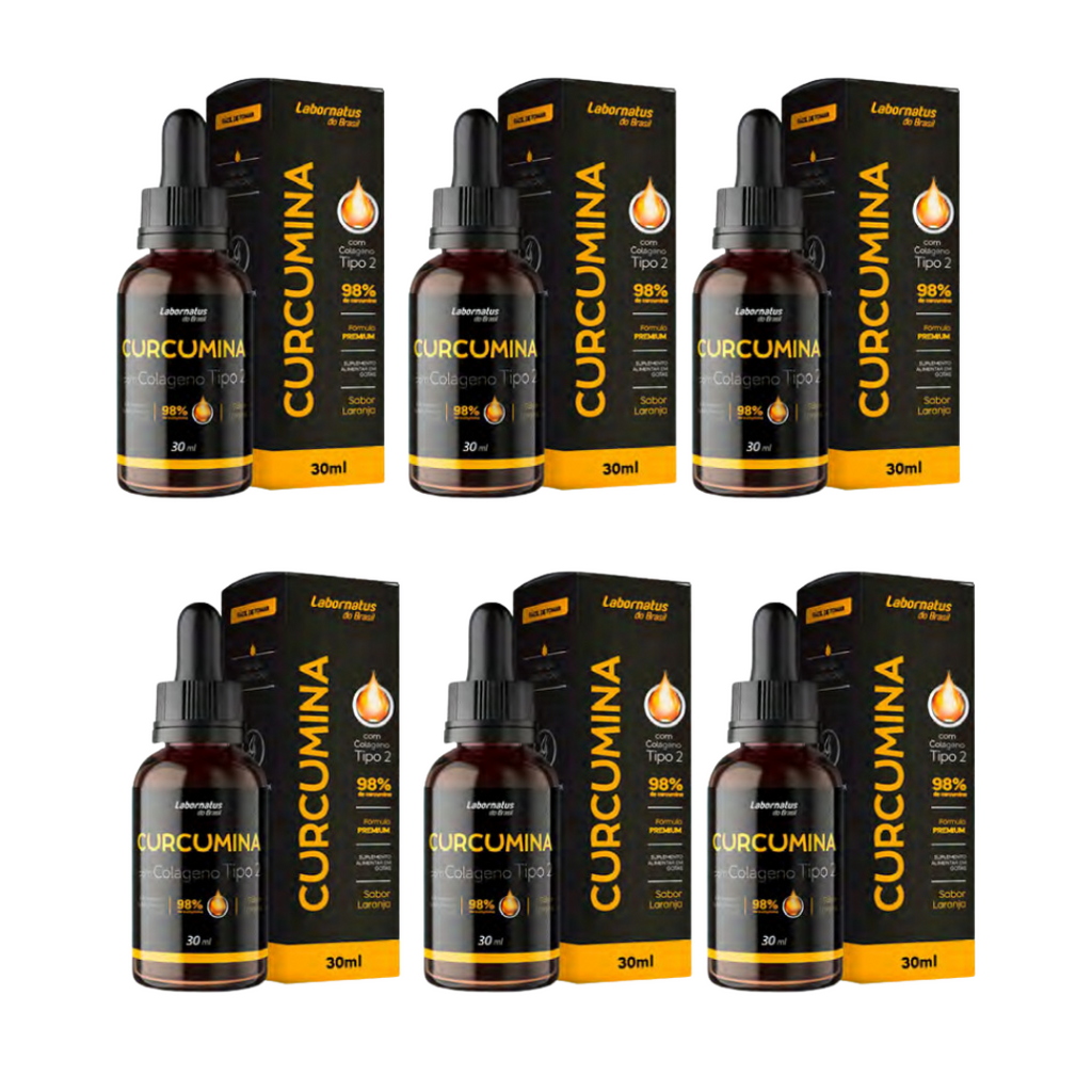 6 Frascos Curcumina Com Colágeno Tipo 2 - Gotas - farmafine.com.br