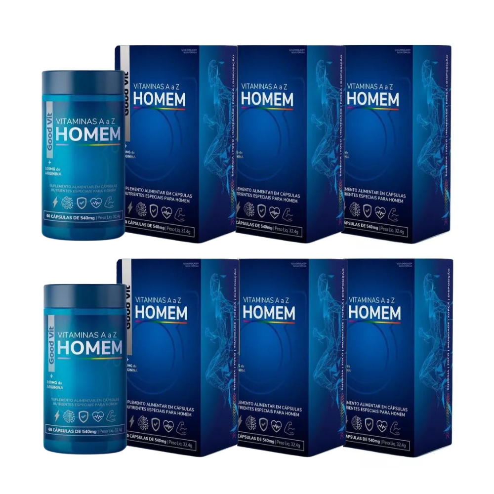 Vitamina Homem 60 Cápsulas - Arginina Mais Energia - farmafine.com.br