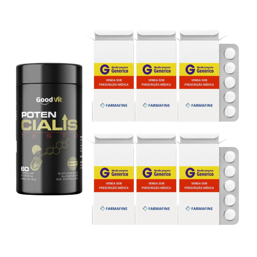 Kit Tadalafila Eurofarma 20mg Com 4 Comprimidos | Potencialis Testo 60 Cápsulas