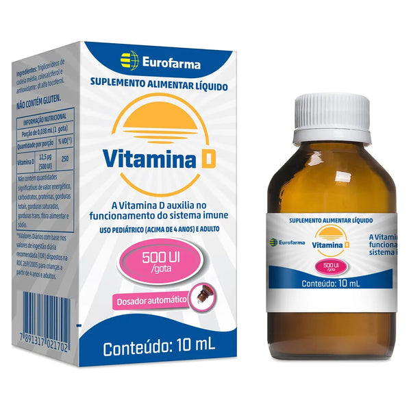 Suplemento Vitamínico Vitamina D 500ui Eurofarma 10ml Gotas