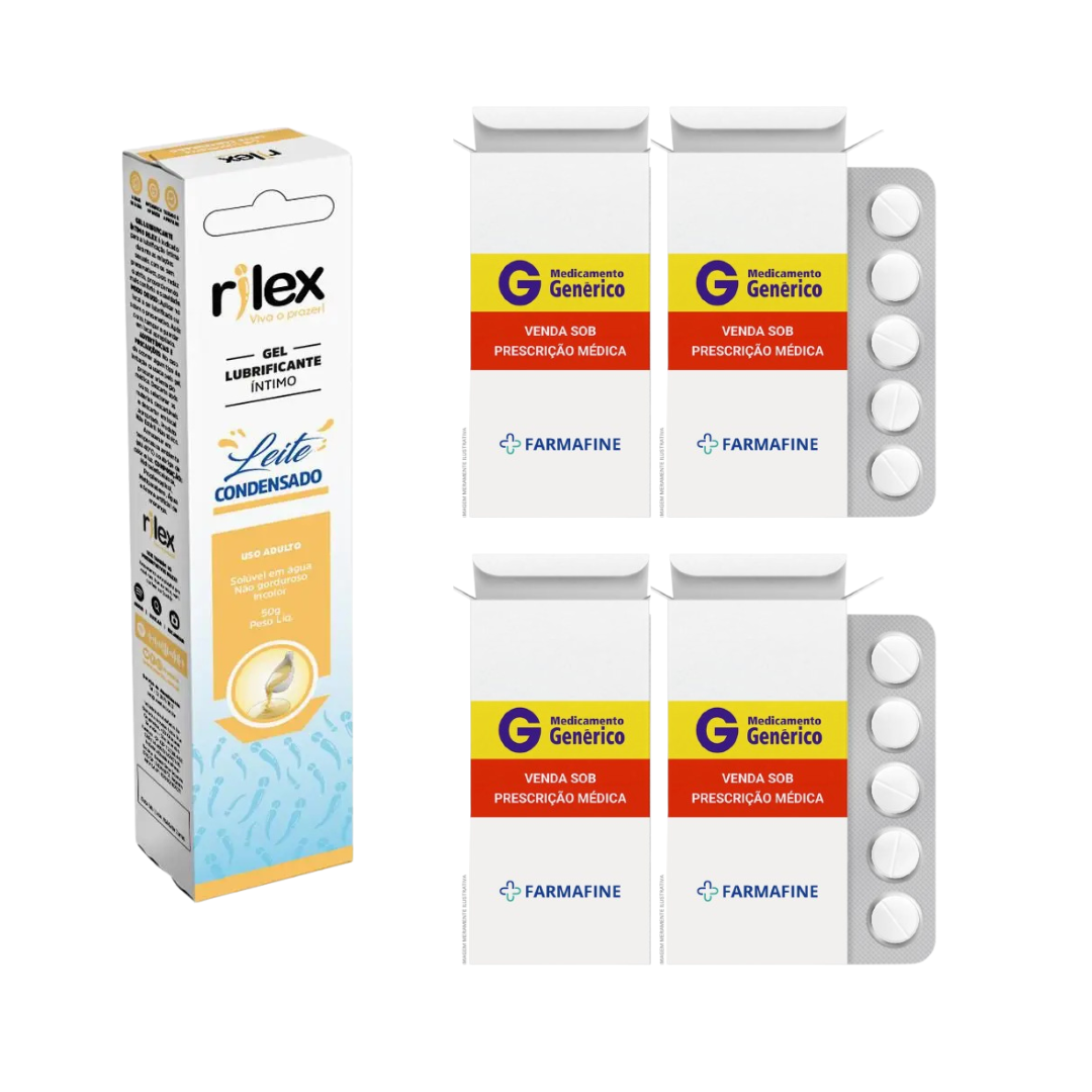Kit Tadalafila Eurofarma 20mg + Gel Lubrificante Rilex Leite Condensado 50g