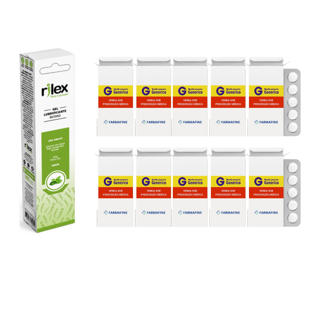 Kit Tadalafila Eurofarma 20mg + Gel Lubrificante Rilex Menta 50g