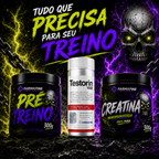 Kit Completo Pré Treino 300g + Creatina 100% Pura + Testorin1000 60 Cápsulas Farmafine