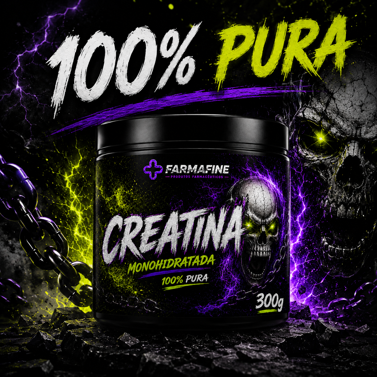 Kit Completo Pré Treino 300g + Creatina 100% Pura + Testorin1000 60 Cápsulas Farmafine