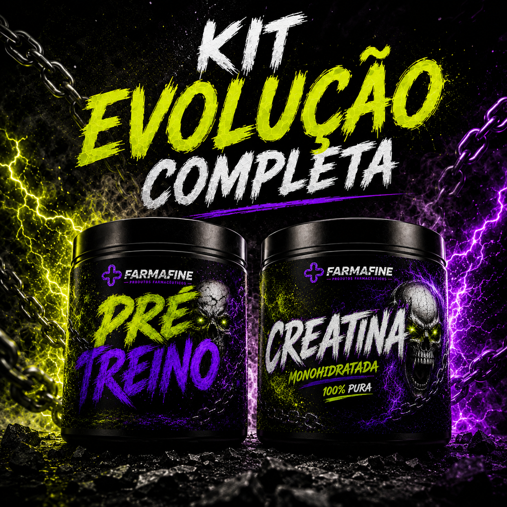 Kit Pré Treino 300g Farmafine + Creatina 100% Pura 300g Farmafine