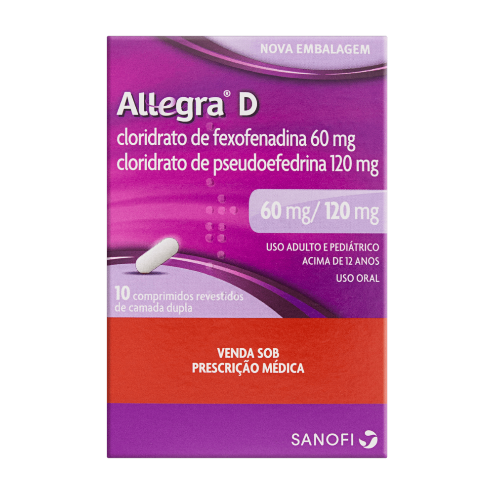 Antialérgico Allegra D 60mg + 120mg Sanofi 10 Comprimidos