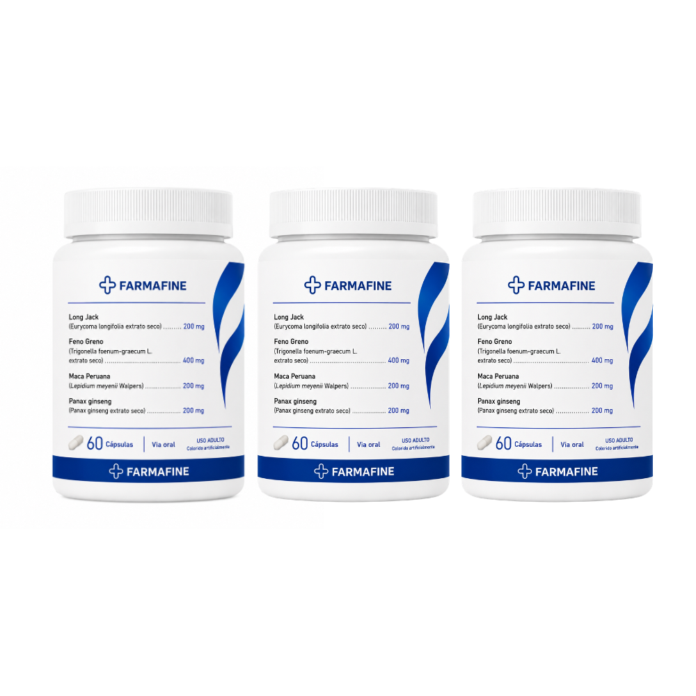 Fórmula Masculina 1000 mg | Long Jack + Feno Grego + Maca Peruana + Panax Ginseng | Fórmula Exclusiva da Farmafine