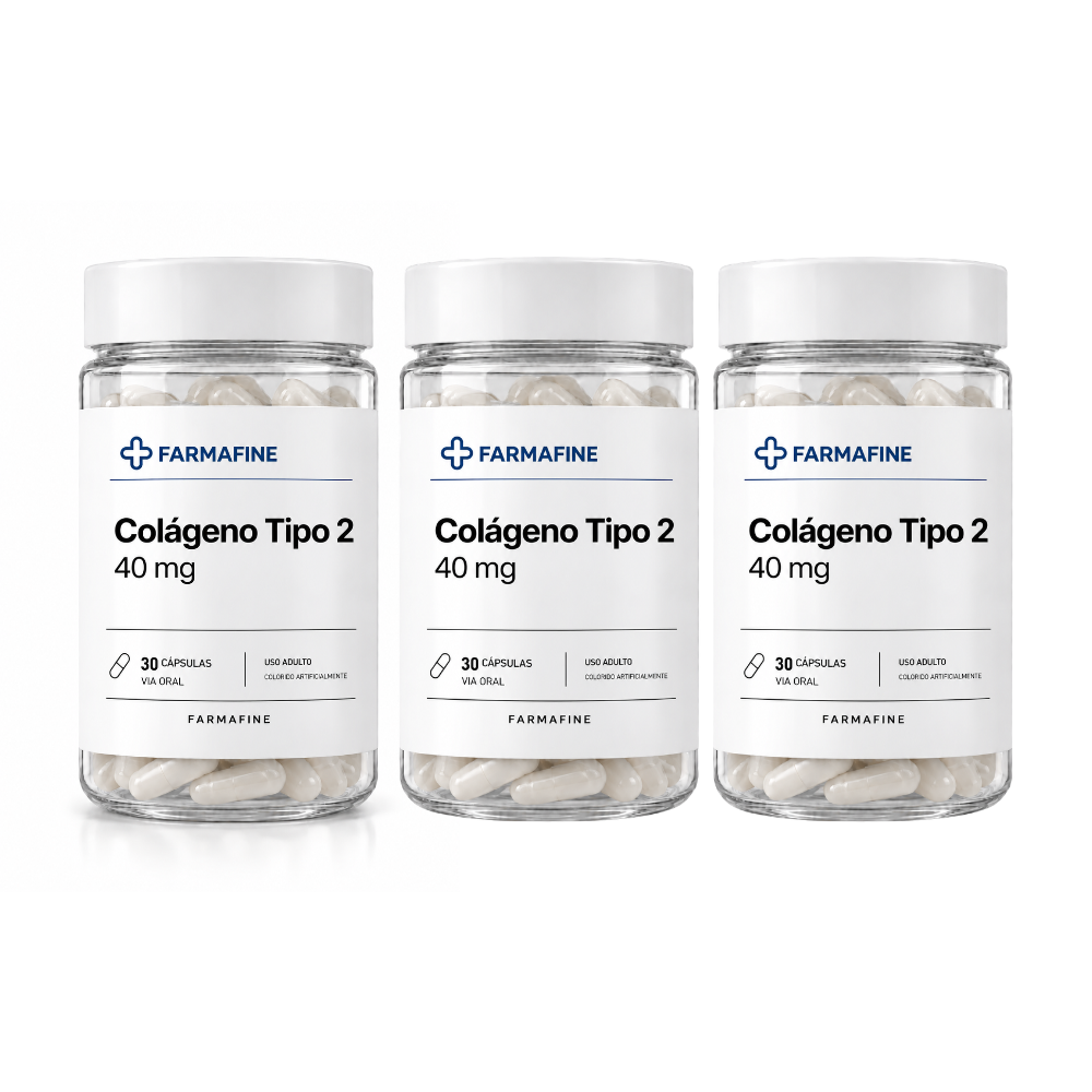 Colágeno Tipo 2 40mg Laboratório Farmafine Com 30 Cápsulas