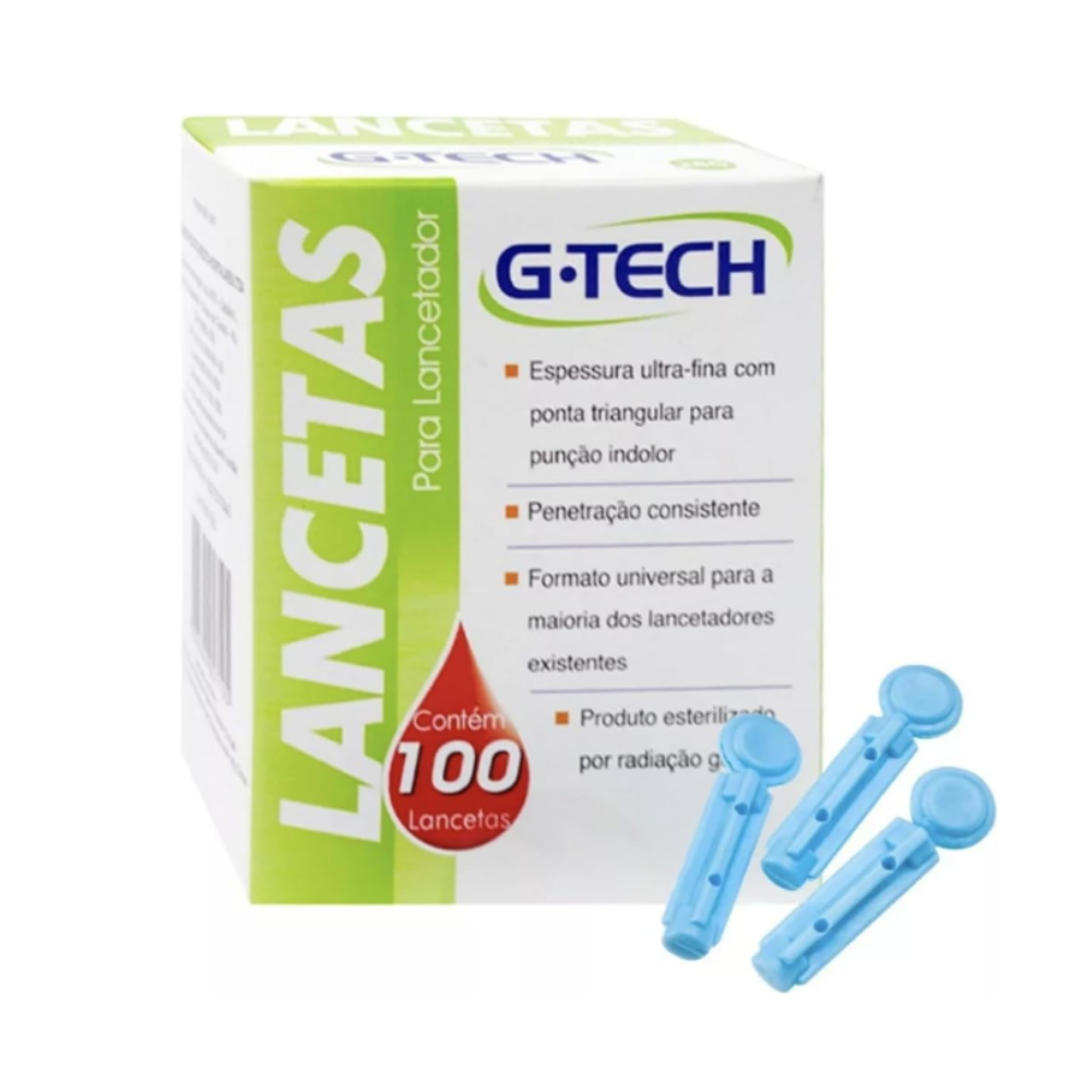 Lanceta para lancetador G-Tech II 28G - Caixa  com 100 unidades