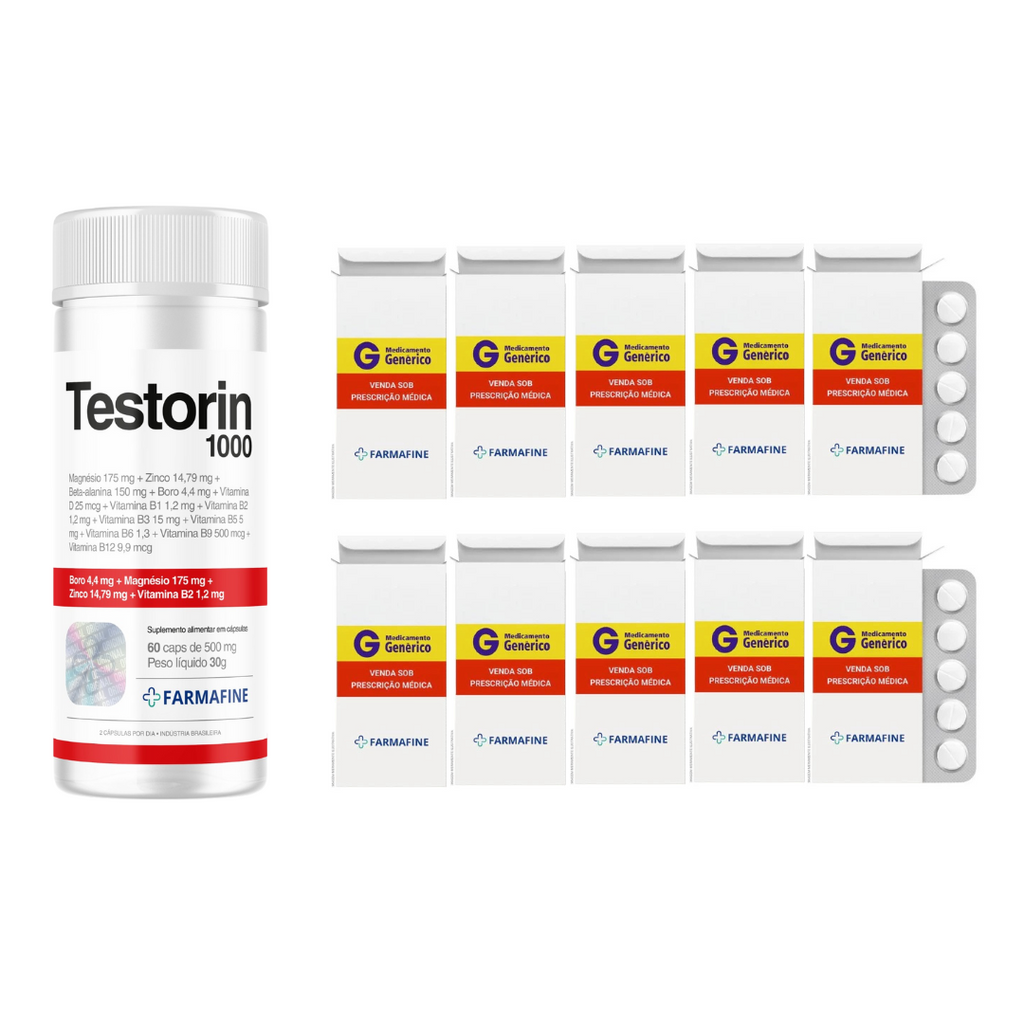 Kit Tadalafila Germed Diário 5mg + Testorin 1000 Com 60 Cápsulas Revestida