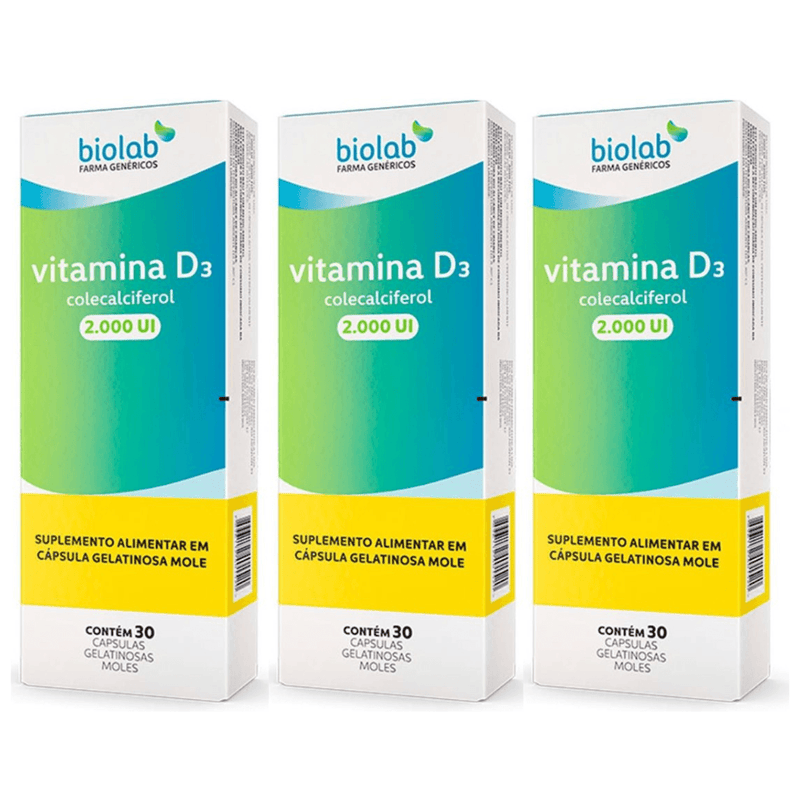 Vitamina D3 2000ui Biolab 30 Cápsulas - farmafine.com.br