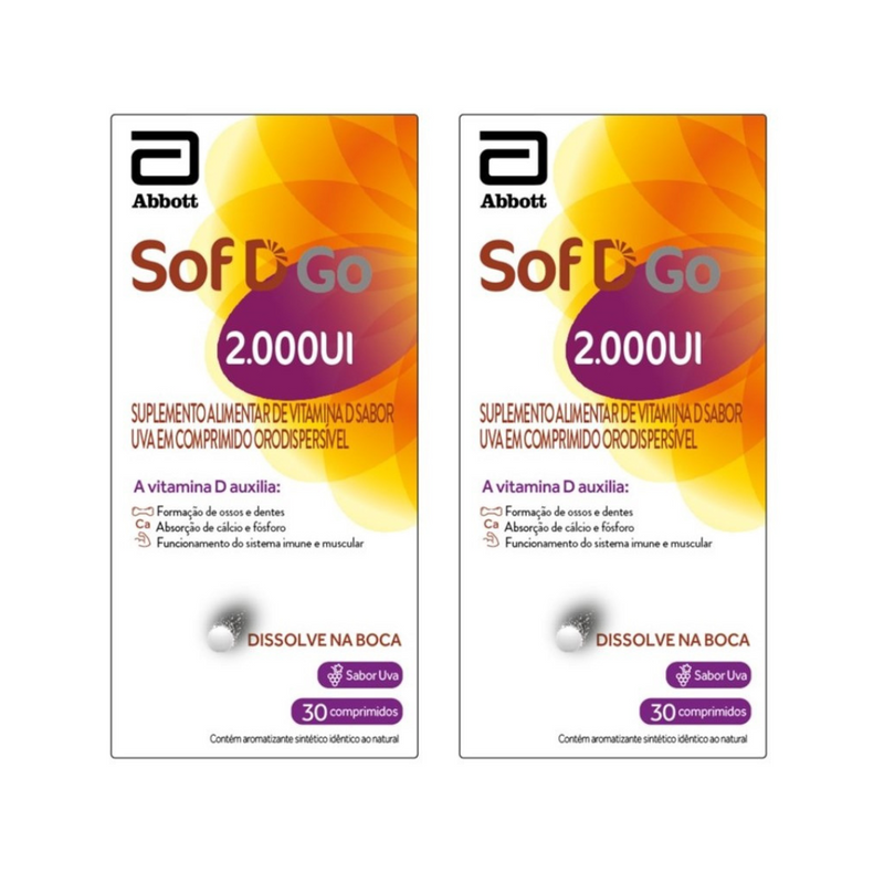 Vitamina D Sof D Go 2.000ui 30 Comprimidos Orodispersíveis - farmafine.com.br