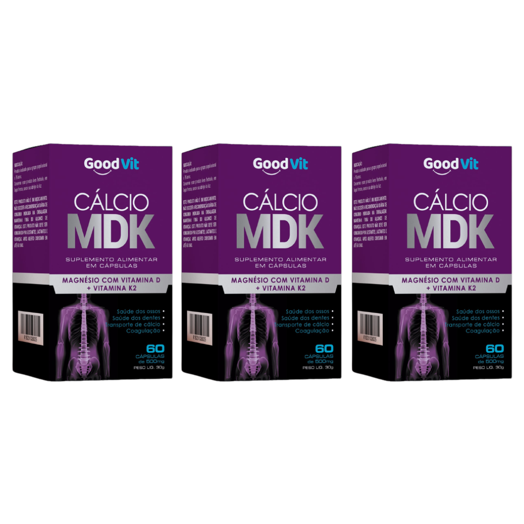 Kit 3 Caixas | Cálcio Mdk 500mg com 60 Cápsulas - farmafine.com.br