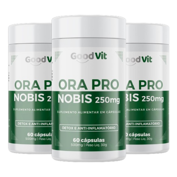 Ora Pro Nóbis 500mg com 60 Cápsulas Good Vit - Kit com 3 Frascos - farmafine.com.br