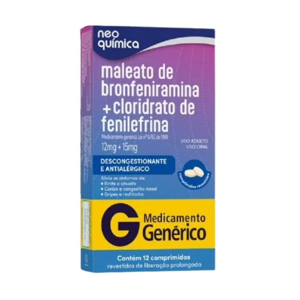 Maleato De Bronfeniramina + Cloridrato De Fenilefrina Neo Química 12 Comprimidos