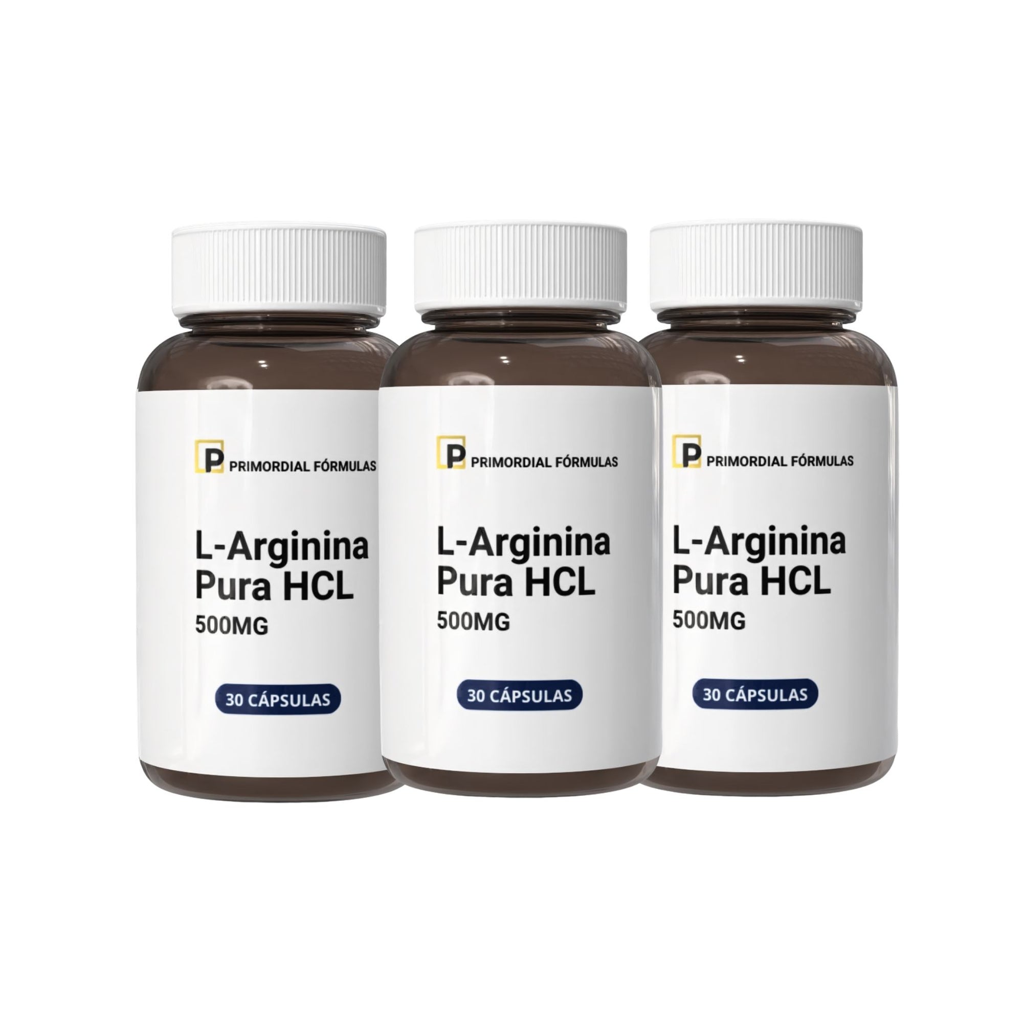 L-Arginina Pura HCL 500mg Primordial Fórmulas Com 30 Cápsulas