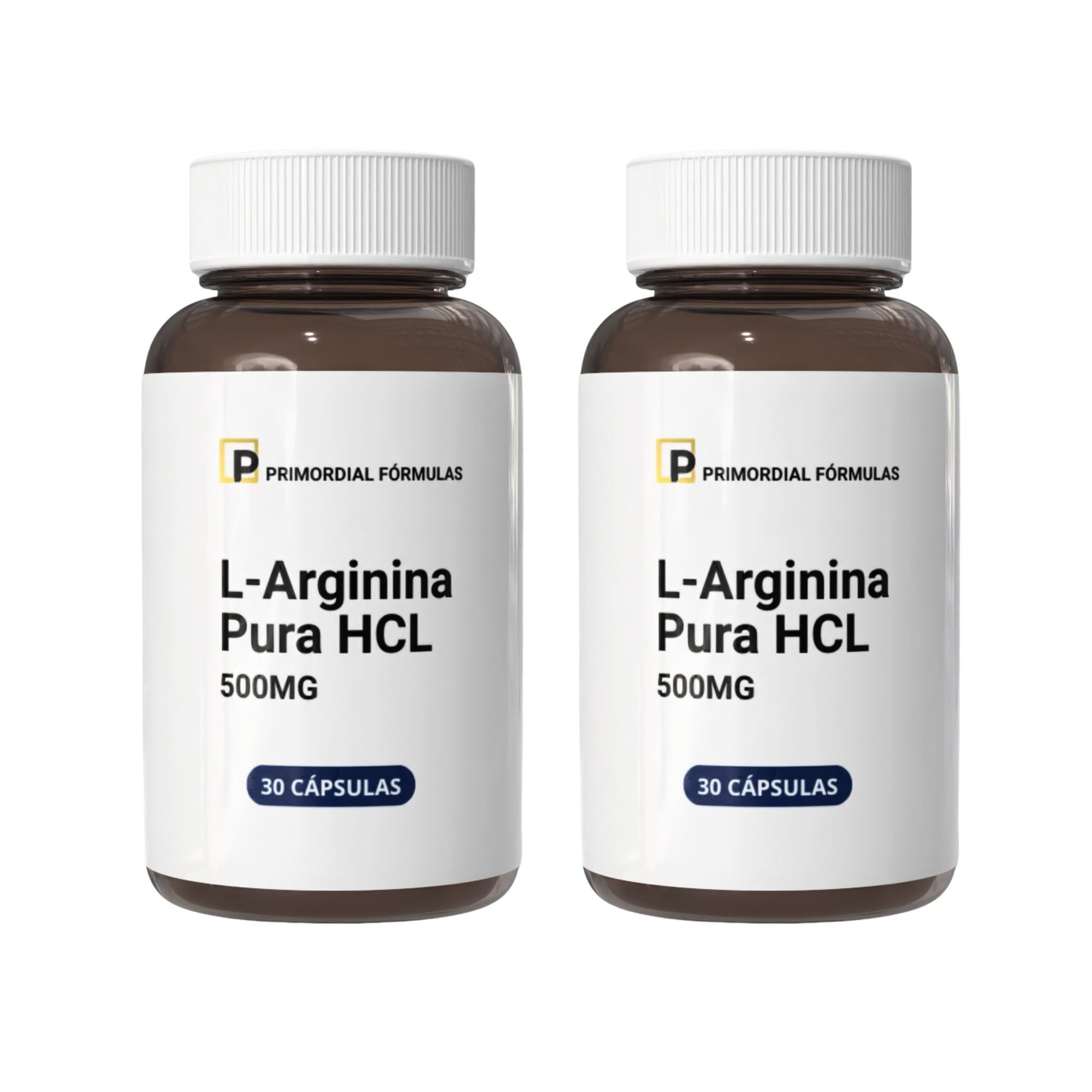 L-Arginina Pura HCL 500mg Primordial Fórmulas Com 30 Cápsulas