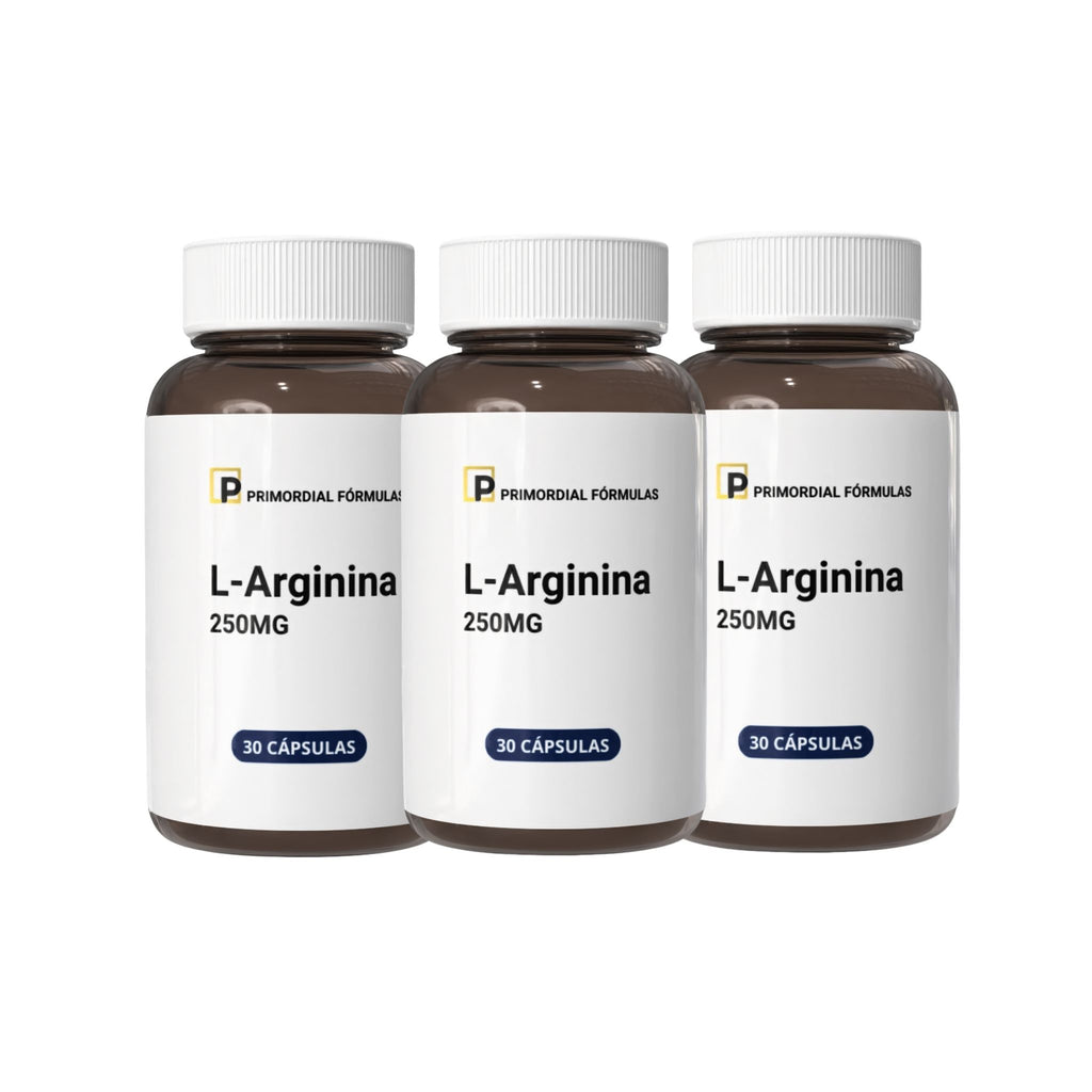 L-Arginina Pura 250mg Primordial Fórmulas Com 30 Cápsulas
