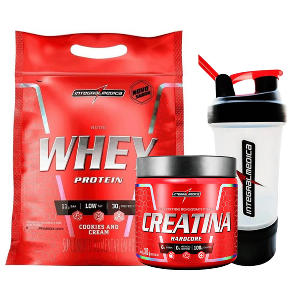 Kit Nutri Whey Protein + Creatina 300g + Coqueteleira - Integralmedica