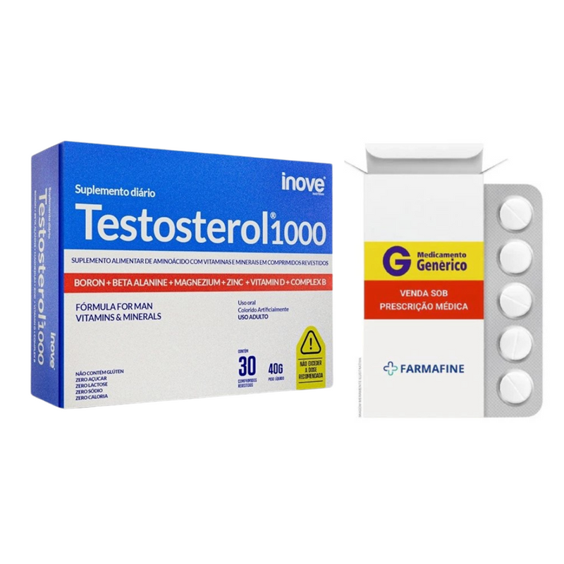 Kit Tadalafila Ems 20mg Com 4 Comprimidos + Testosterol 1000 Com 30 Comprimidos