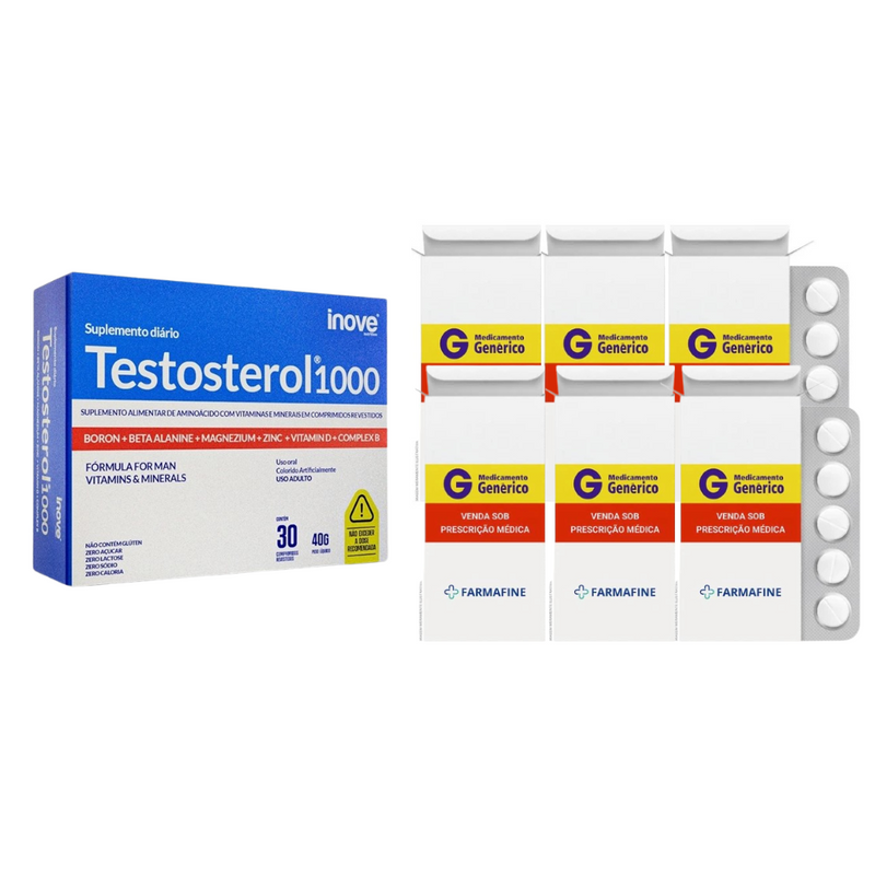 Kit Tadalafila Ems 20mg Com 4 Comprimidos + Testosterol 1000 Com 30 Comprimidos