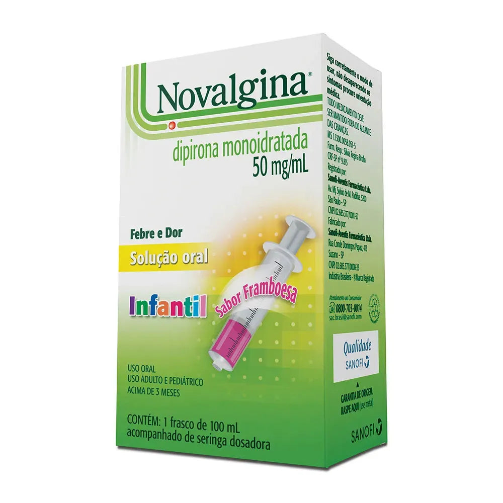 Analgésico Novalgina Solução Oral 50mg/ml com Seringa Dosadora 100 ml